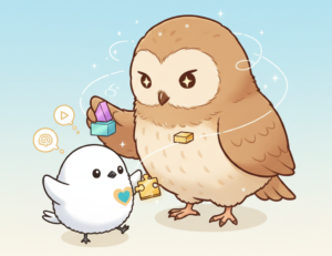 真似をして学ぶシマエナガ