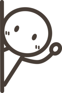 ライフコーチまそらが描く、親しみやすい棒人間のイラスト
「壁からひょっこり顔を出す棒人間」